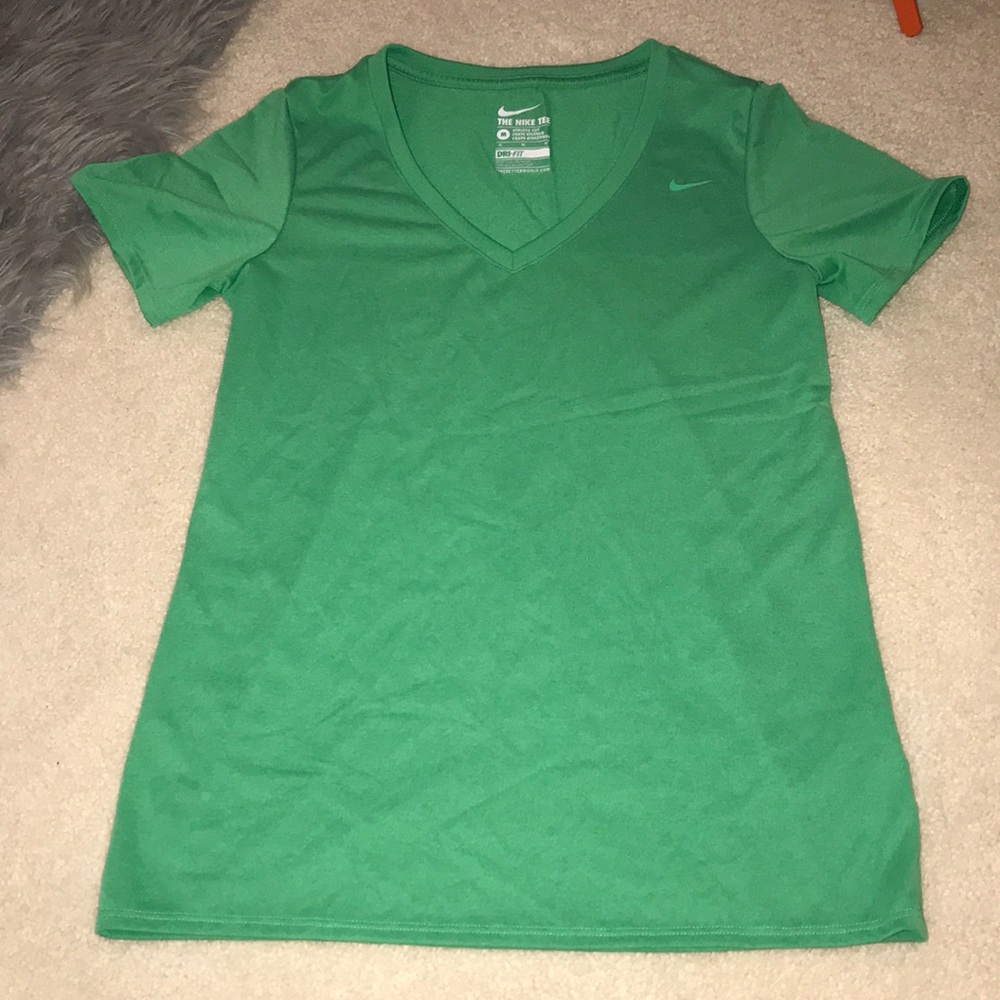 Green Nike Dri-fit vneck shirt
